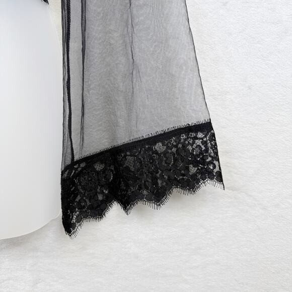 FOREVER 21 Sheer Mesh Cropped Top Flare Sleeve Whimsigoth Witchy 90s Black Sz S - Picture 3 of 5